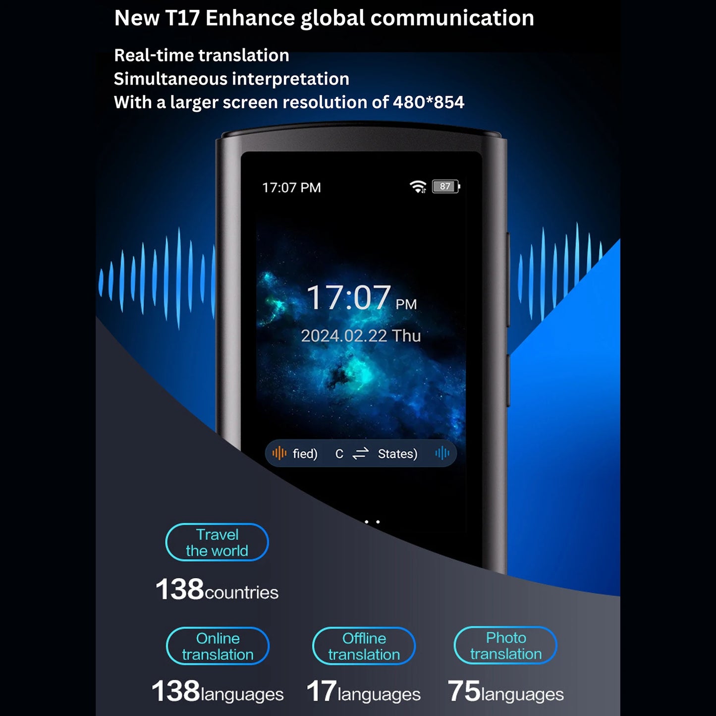 Portable Language Translator Device 138 Languages Voice Translating Offline Translation Simultaneous Interpretation Text / Photo
