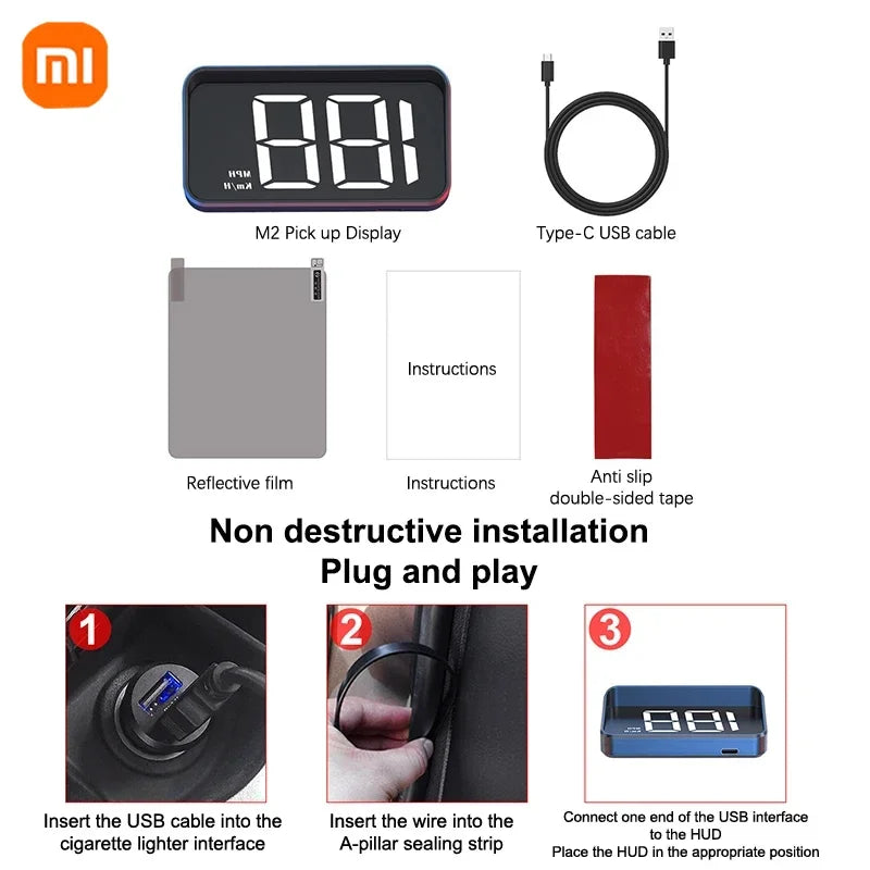 Xiaomi Car Speedometer HUD Head Up Display Digital Speed Meter Windshield Projector Vehicles Truck Auto Electronics Accessories